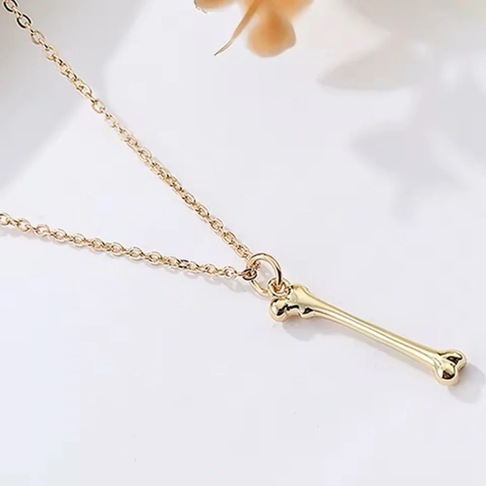 18K Gold Bone Pendant Gothic Punk Orthopedic Medical Theme Necklace